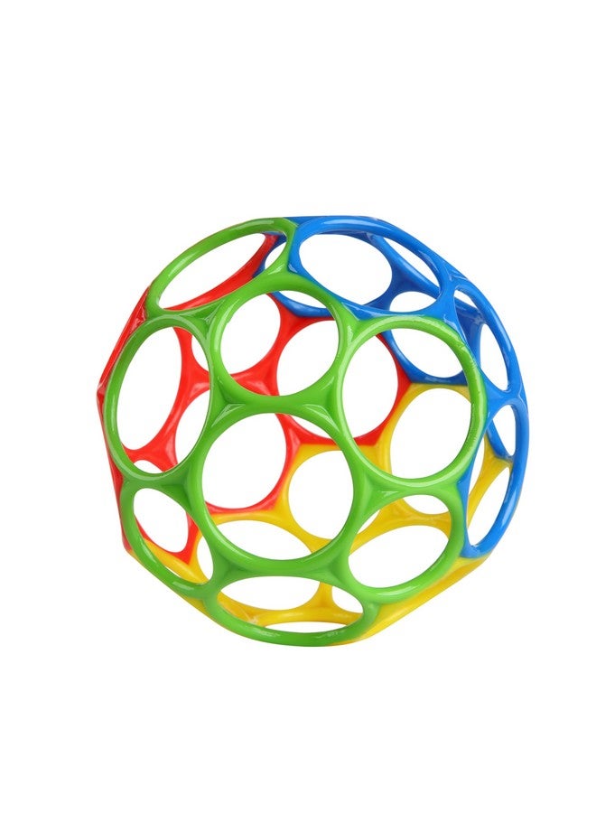Bright Starts كرة برايت ستارتس أوبال سهلة الإمساك الكلاسيكية خالية من BPA لعبة للأطفال الرضع باللون الأحمر والأصفر والأخضر والأزرق، العمر حديثي الولادة وما فوق، 4 بوصات - Image 1