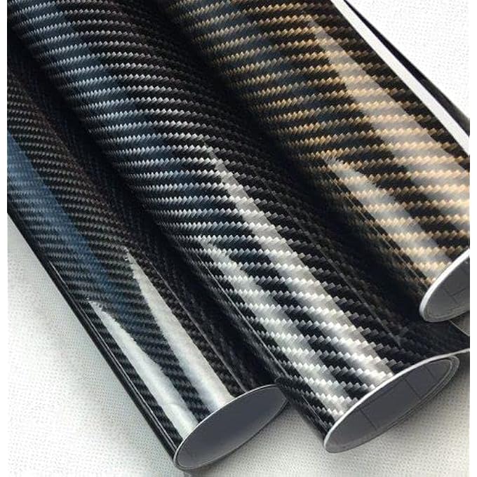 rayihni Self Adhesive Black 5D Carbon Fiber Vinyl Wrap Film Car Wrapping Vinyl Sticker For All Car 12X72Inch - Image 4