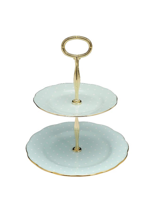 Royal Albert Polka Rose Cake Stand Two-Tier - Image 1