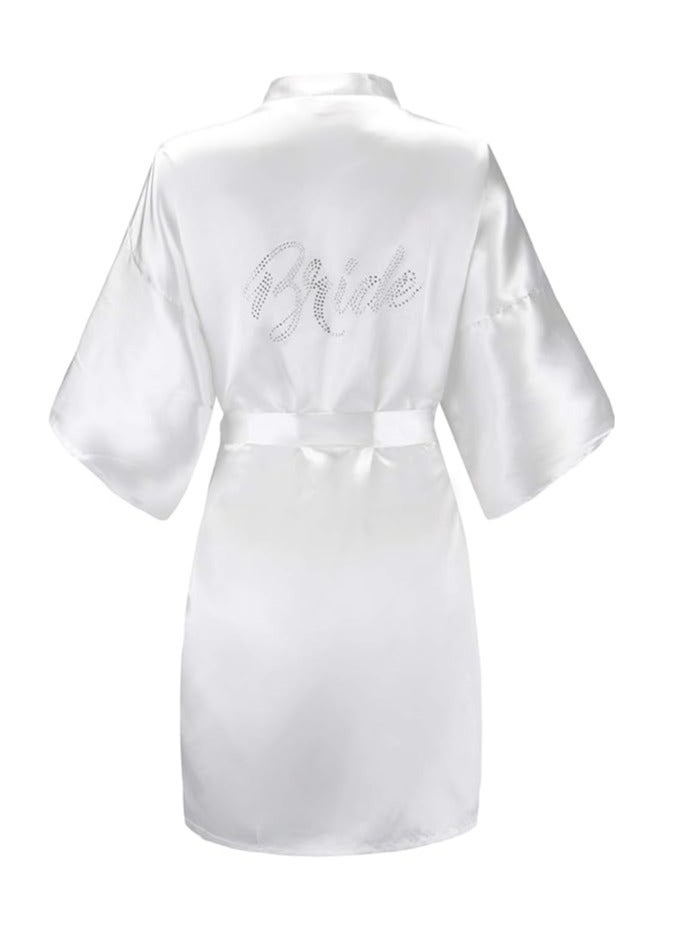 Women'S Short Satin Robe One Size Bridal Robe For Wedding Party Grooming, One Size - Image 1