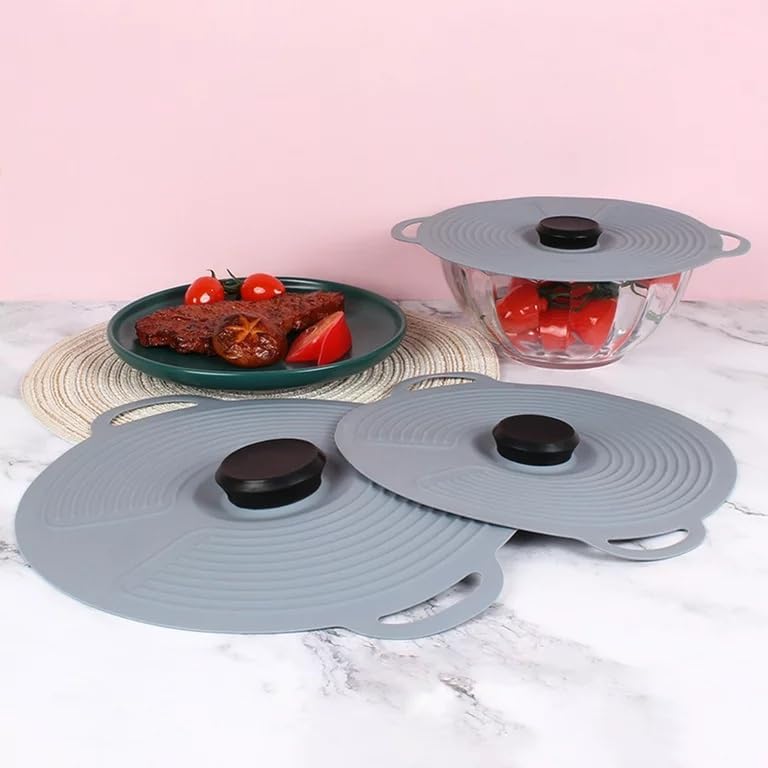 Vroxy Kitchen Silicone Seal Lids Leak-Proof Sealed Pot Cover Pan Cover Spill-Proof and for Home, Kitchen (1Pcs) (Medium) - Image 2