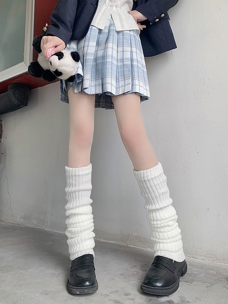 Lolita Knit Leg Warmers Jk Calf Socks Slimming70cm striped white 70cm striped white 