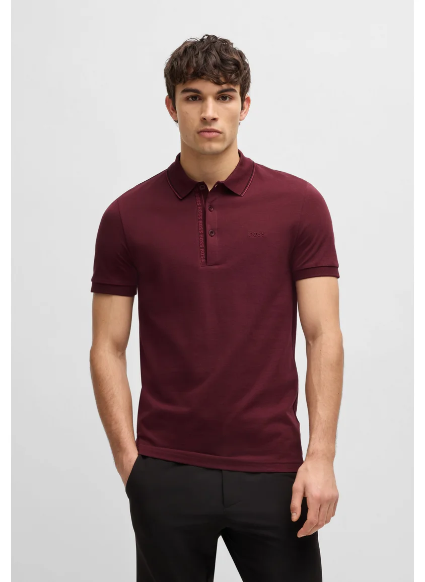 BOSS Cotton-piqué slim-fit polo shirt with tonal logo