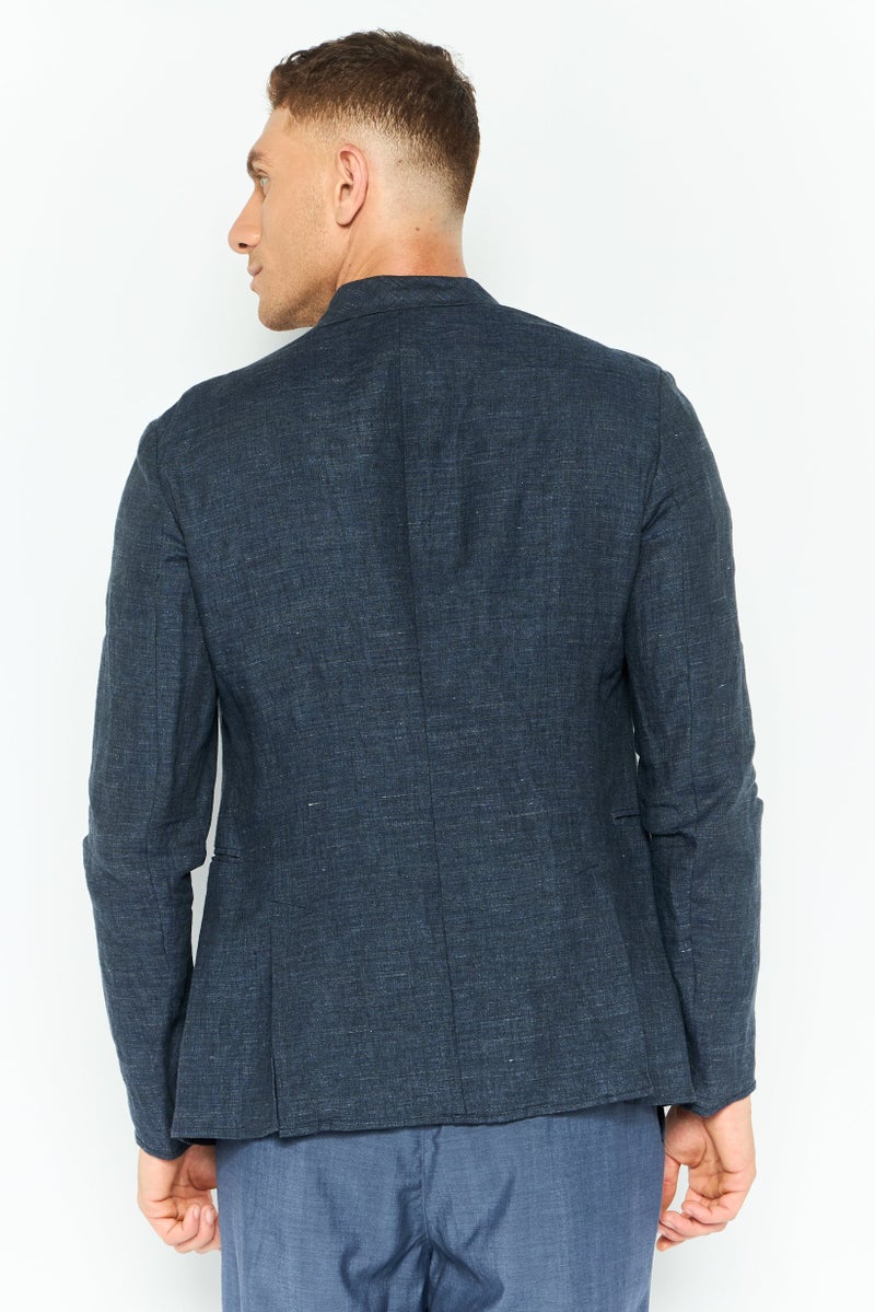 armani Emporio Armani Men Regular Fit Heather Formal Blazer, Dark Grey - Image 2