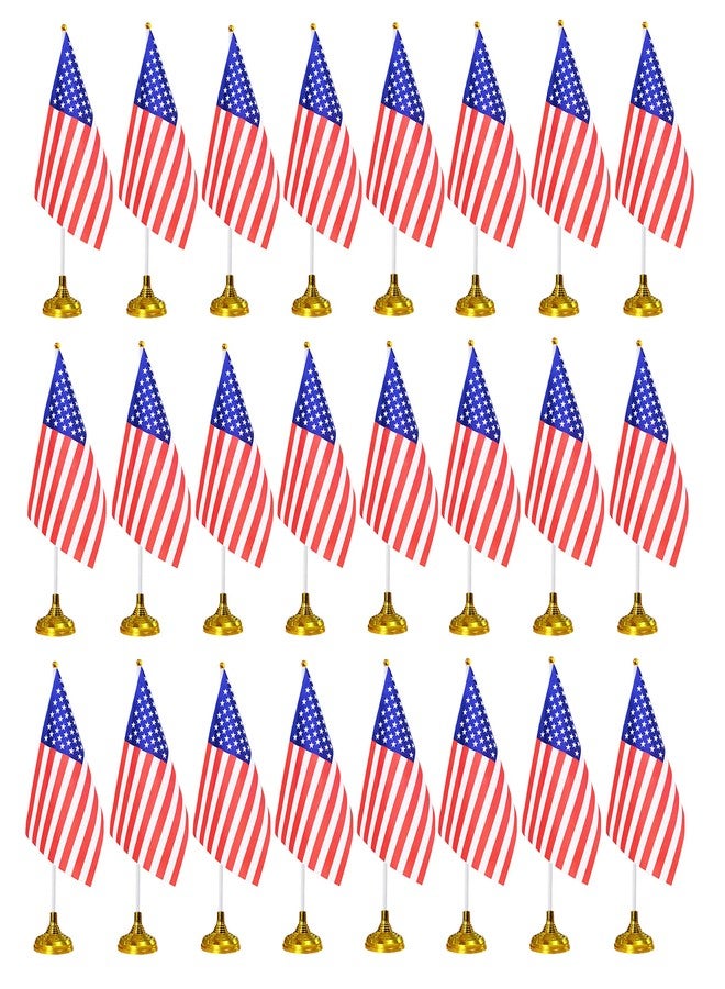 tibijoy 24-Piece American Table Flags, Polyester Desk Flags Set, 8.2'' x 5.5'' Mini USA Flags, Conferences, Patriotic Decoration, Durable, Indoor Use - Image 1
