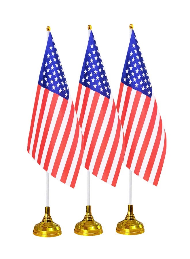 tibijoy 24-Piece American Table Flags, Polyester Desk Flags Set, 8.2'' x 5.5'' Mini USA Flags, Conferences, Patriotic Decoration, Durable, Indoor Use - Image 2