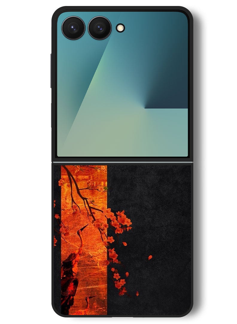 Theodor Case Compatible with Samsung Galaxy Z Flip 7 - 6.9 Inch Protection Shockproof Bumper Cover Flower Abstract 4 - Image 1