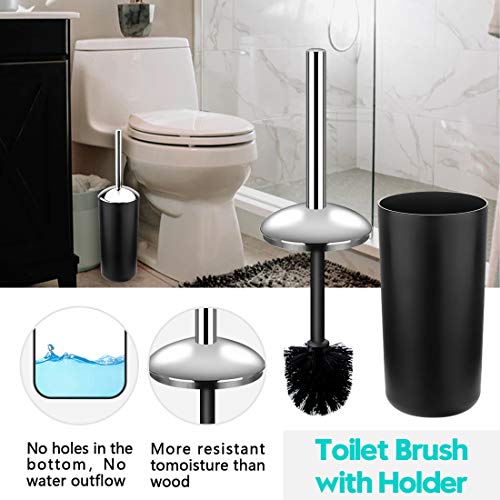 Papillon 6-Piece Bathroom Accessories Set, Toothbrush Holder with Cup, Soap Dispenser & Dish, Toilet Brush, Trash Can, Tumbler Set (Black) - Image 5