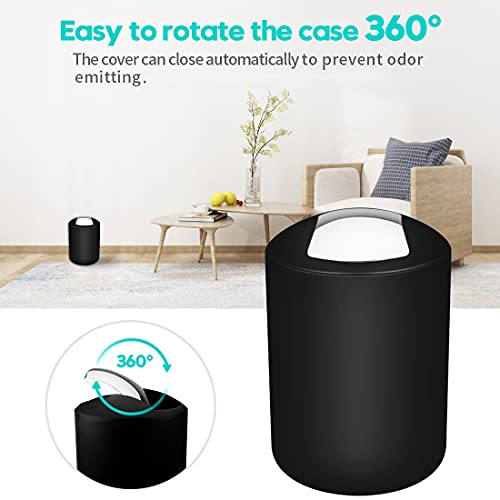 Papillon 6-Piece Bathroom Accessories Set, Toothbrush Holder with Cup, Soap Dispenser & Dish, Toilet Brush, Trash Can, Tumbler Set (Black) - Image 4