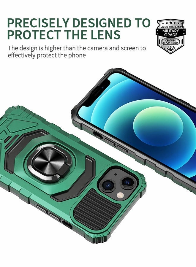 GROIC For Iphone 14 Max Case, Heavy Duty Shockproof Solid Ring Stand Phone Cover, Four Corner Shell, Magnetic Car Case 6.7 Inch (green) - Image 4