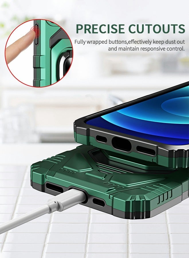 GROIC For Iphone 14 Max Case, Heavy Duty Shockproof Solid Ring Stand Phone Cover, Four Corner Shell, Magnetic Car Case 6.7 Inch (green) - Image 5