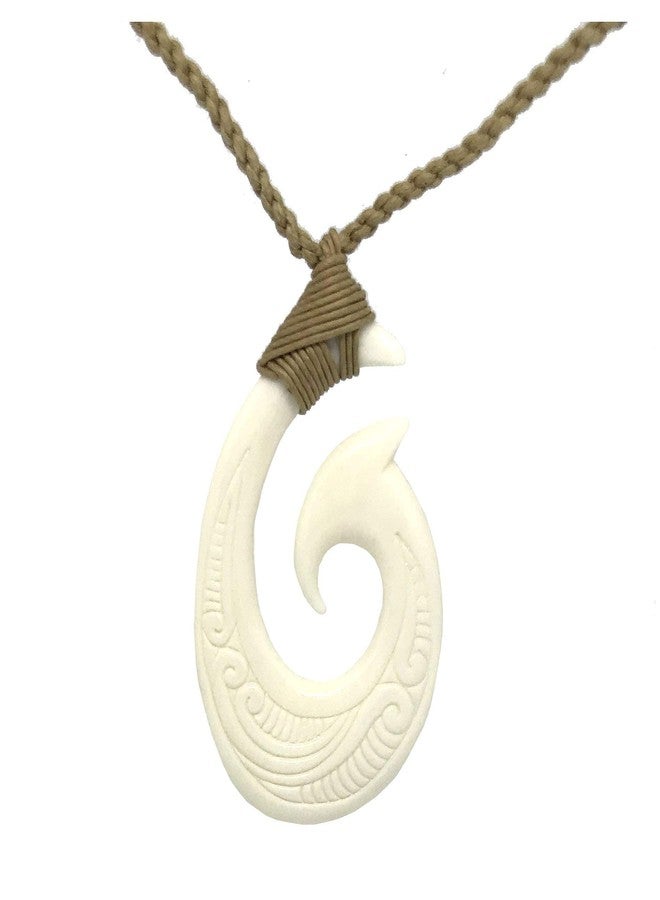 Zero Gravity Hawaii Hawaiian Jewelry MAKAO Fish Hook White Buffalo Bone Necklace - Image 1