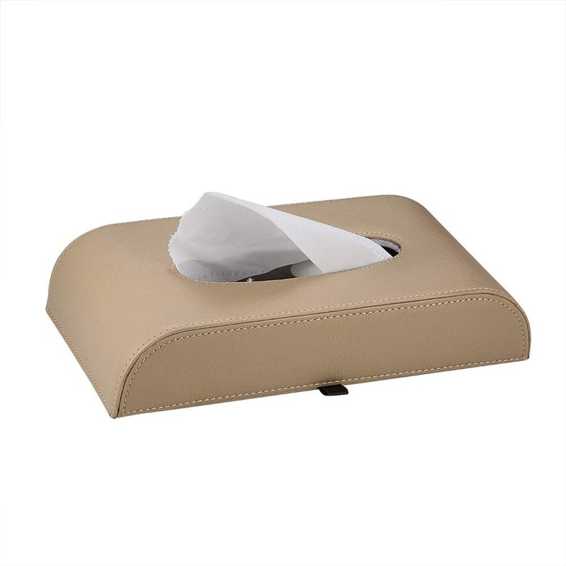 Generic ATMOMO Beige Car Paper Holder Tissue Box Holder Square Tissue Box Cover Convenience Case (NO Paper Towel)  - Image 2