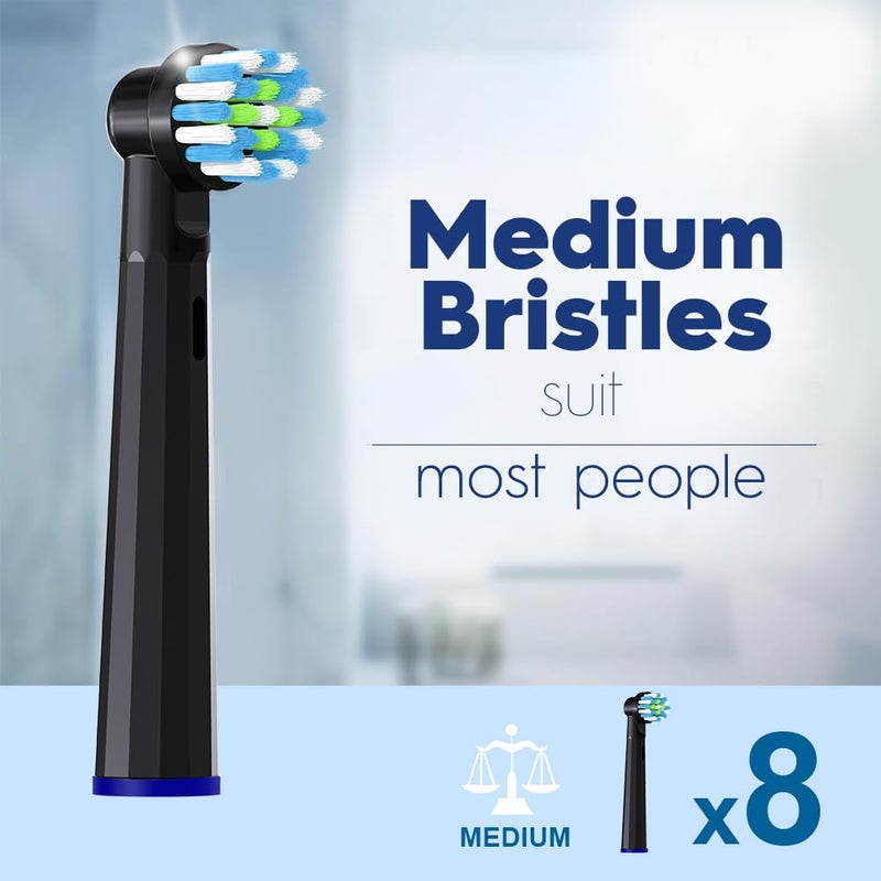 MOFELE Replacement Heads Compatible with Braun Oral B Pro 1000, Genius X, Smart 1500 Electric Toothbrush, 8 Pcs Precision Brush Heads Refills Compatible with Oral B (Black) - Image 3