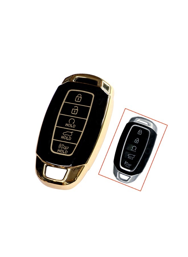 Service Zone TPU Key Cover Case Protector For Hyundai Palisade Kona Elantra Avante Smart Key Remote 5 Button BLACK GOLD Color - Image 1