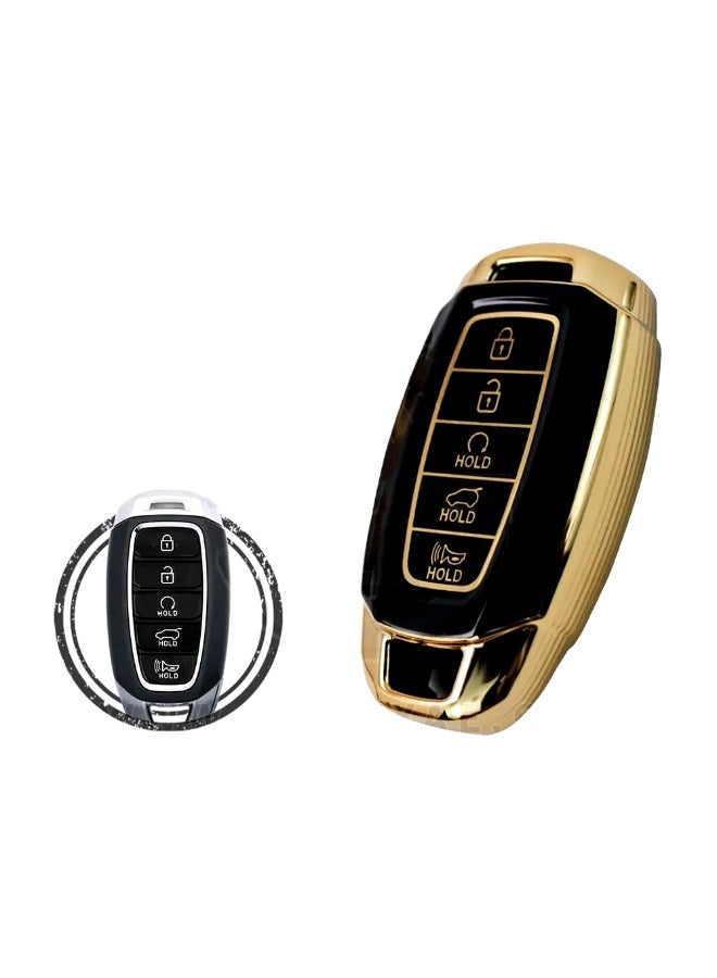 Service Zone TPU Key Cover Case Protector For Hyundai Palisade Kona Elantra Avante Smart Key Remote 5 Button BLACK GOLD Color - Image 2