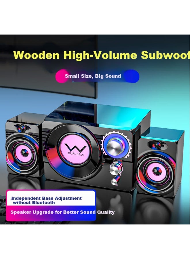 S-20 Computer Speaker Desktop Home Wooden Speaker 2.1 Subwoofer Desktop Notebook Multi-functional Active Wired Gaming Online Course Speaker