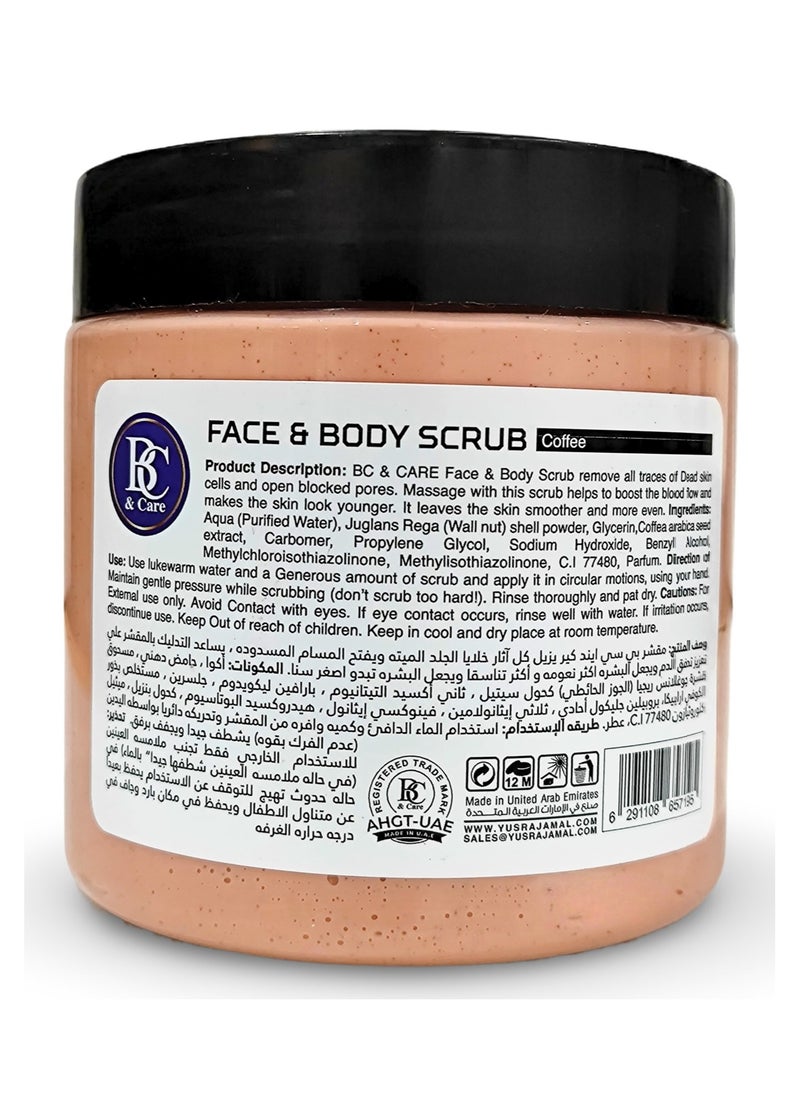BC & CARE Coffee Face & Body Scrub: Gentle Exfoliation and Deep Cleansing, Enhances Skin Complexion - 500ml  - Image 2