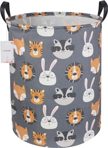 CLOCOR Kids Laundry BasketCollapsible Fabric Storage ContainerBaby Nursery Hamper for BoysKids Toys BucketRoom DecorGift BasketAnimal Heads - Image 1