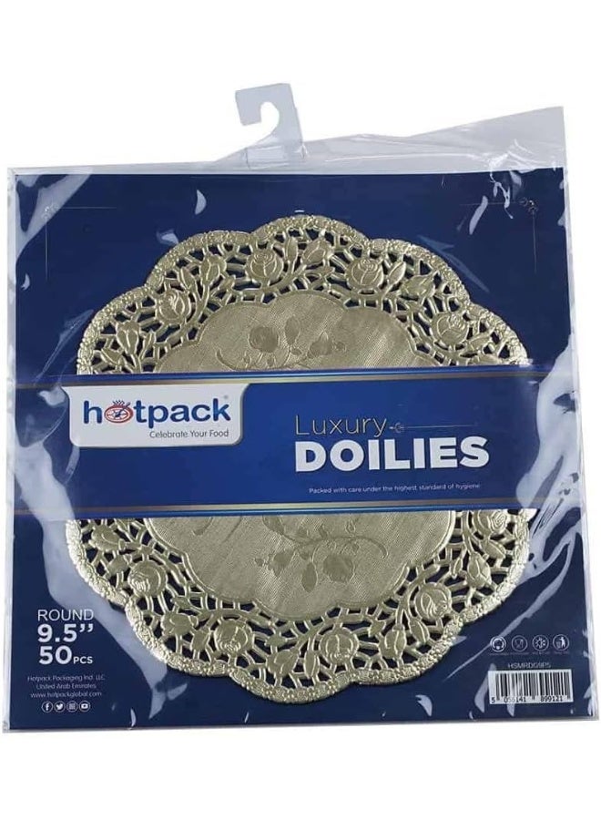 Hotpack منديل دائري ذهبي من هوت باك 9.5 بوصة، 50 قطعة