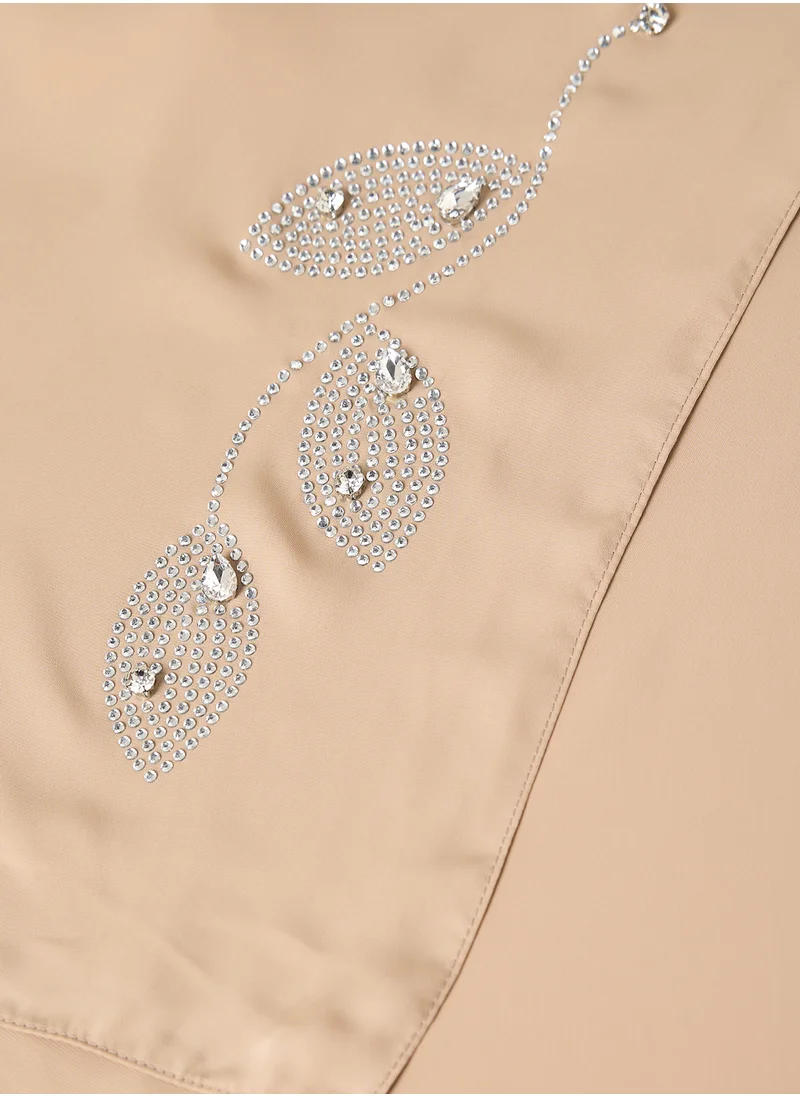 خزانة Leaf Detail Diamante Long Hijab Scarf