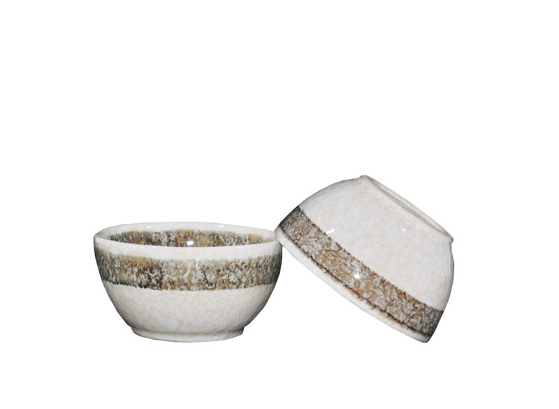 Caffeine Ceramic Handmade Cream patta katori Bowl (Set of 2) - Image 1