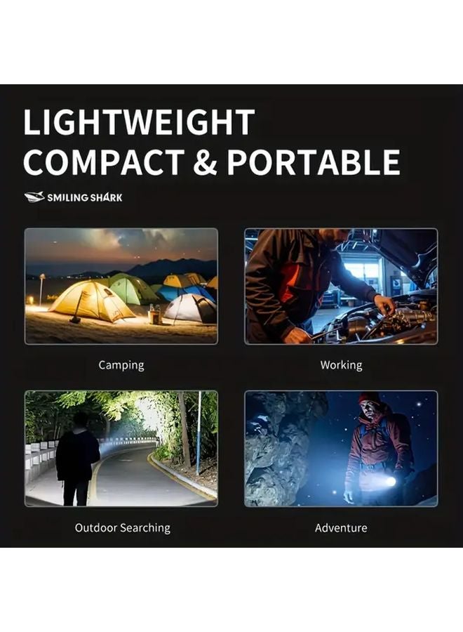 SD 0712A Smiling Shark Portable Rechargeable Flashlight Power Bank Super Bright LED USB C - Image 3