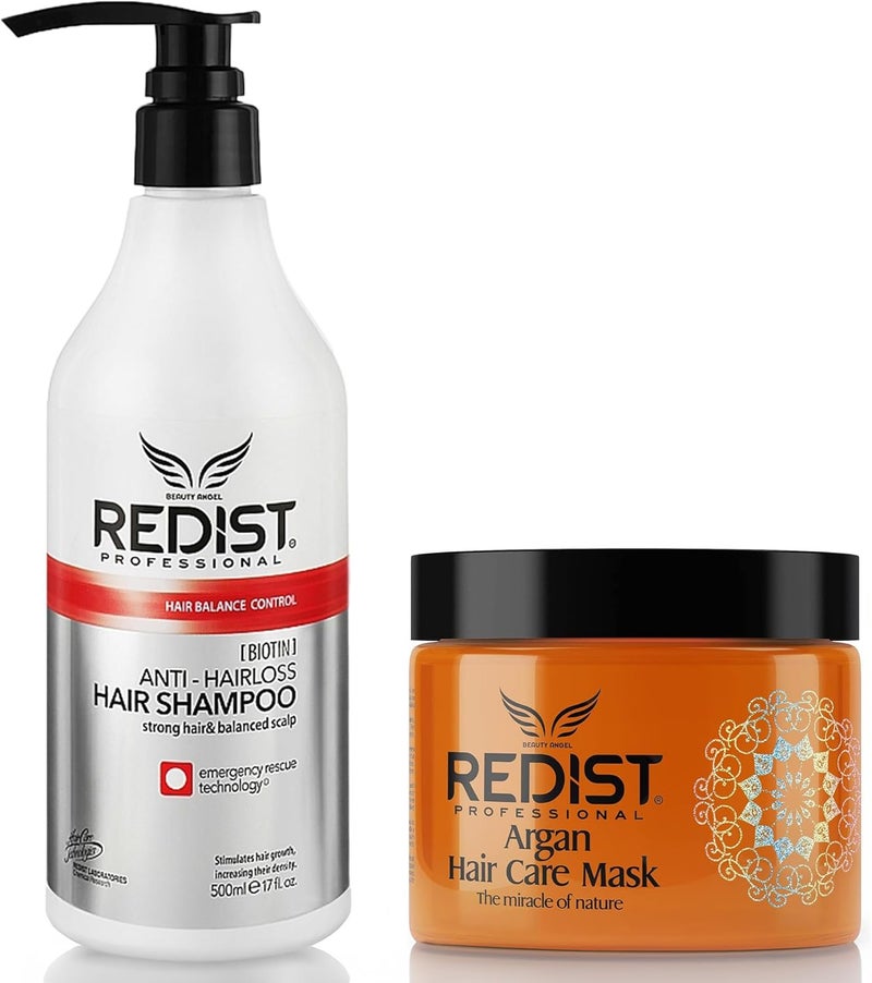 Redist Hair Care Shampoo Against Hair Loss 500ml Argan Hair Mask 500ml Anti Hair Loss Strengthening Prevents Breakage Damage Moisturises Scalp Effective Against Dandruff