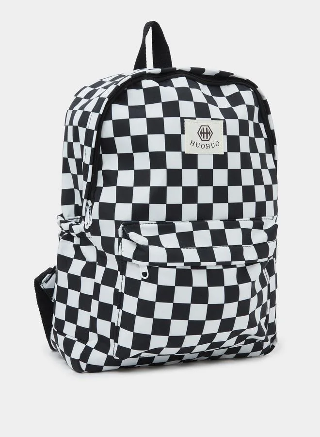 Styli Teen Girls Black Checked Backpack