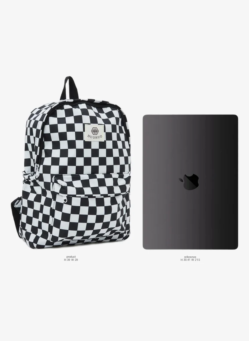 Styli Teen Girls Black Checked Backpack