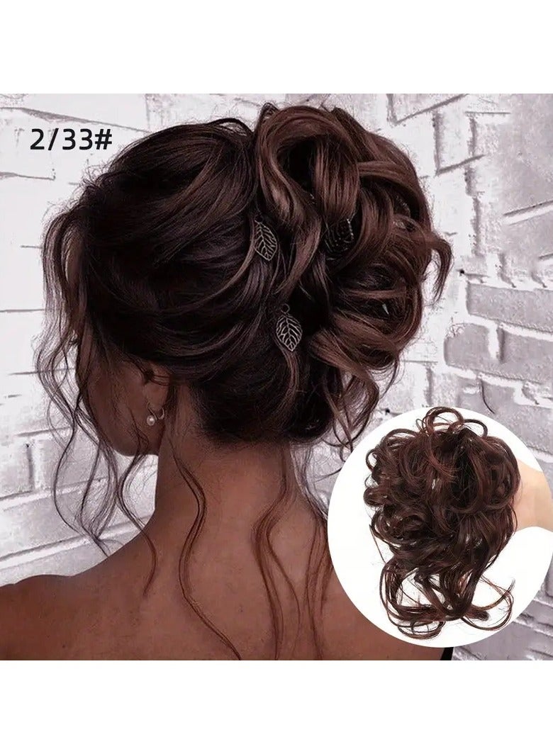 ORiTi Add Volume and Style with Synthetic Messy Curly Hair Bun Chignon Scrunchy Hair Band! Hair Accessories - Image 1