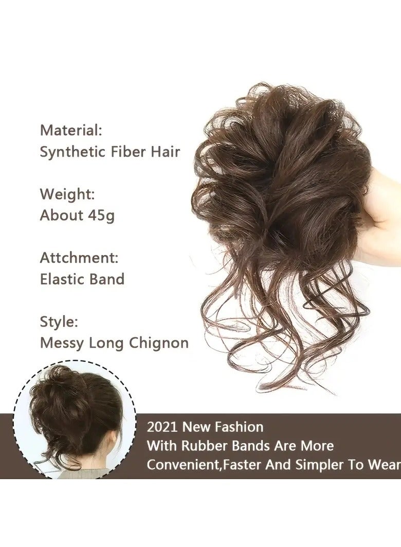ORiTi Add Volume and Style with Synthetic Messy Curly Hair Bun Chignon Scrunchy Hair Band! Hair Accessories - Image 4