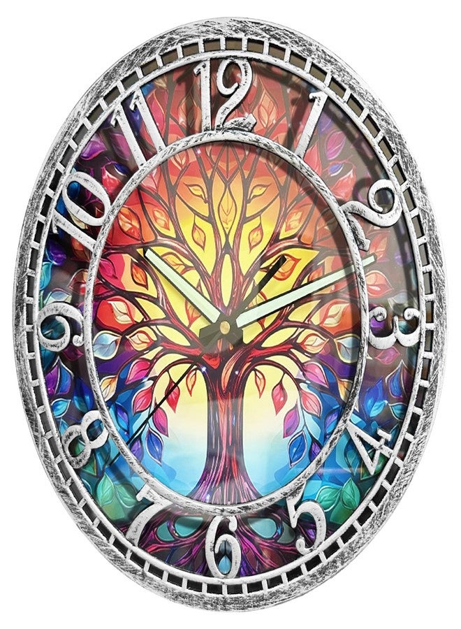 WANGIRO Tree of Life Wall Clock 12inch Silent Movement Clock Precise Timekeeping Wall Clock Ideal for Living Rooms Bedrooms Offices for Home Decor Enthusiasts Antique Silver - Image 1