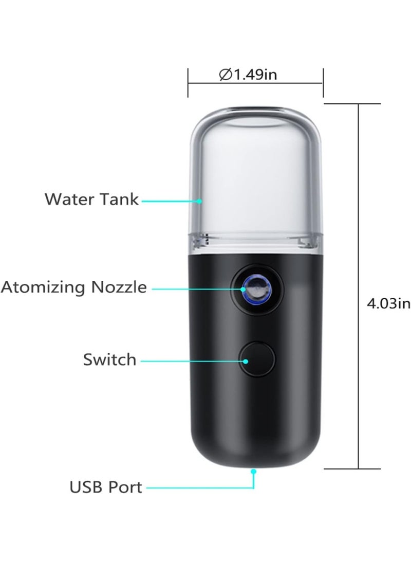 جهاز ترطيب الوجه نانو – بخاخ بخار بارد مرطب للبشرة، محمول وصغير الحجم، مناسب للعناية بالبشرة والمكياج والرموش، مزود بخزان ماء شفاف سعة 30 مل / 1 أونصة، يعمل بالشحن USB - Image 2