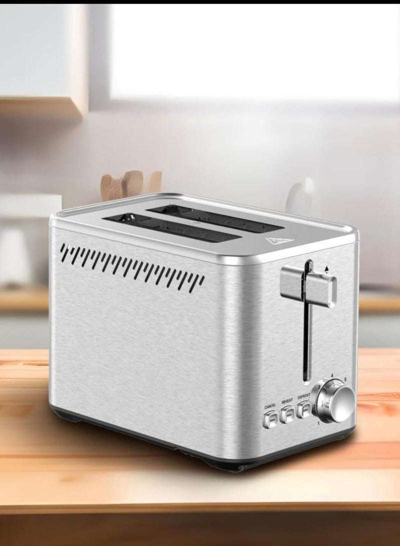 Bread Toaster 2 Slices with Adjustable Temperature | Stainless Steel Toaster with Cancel, Reheat & Defrost Functions | Bread, Sandwich, Snack, Grill, Warmer - Image 2