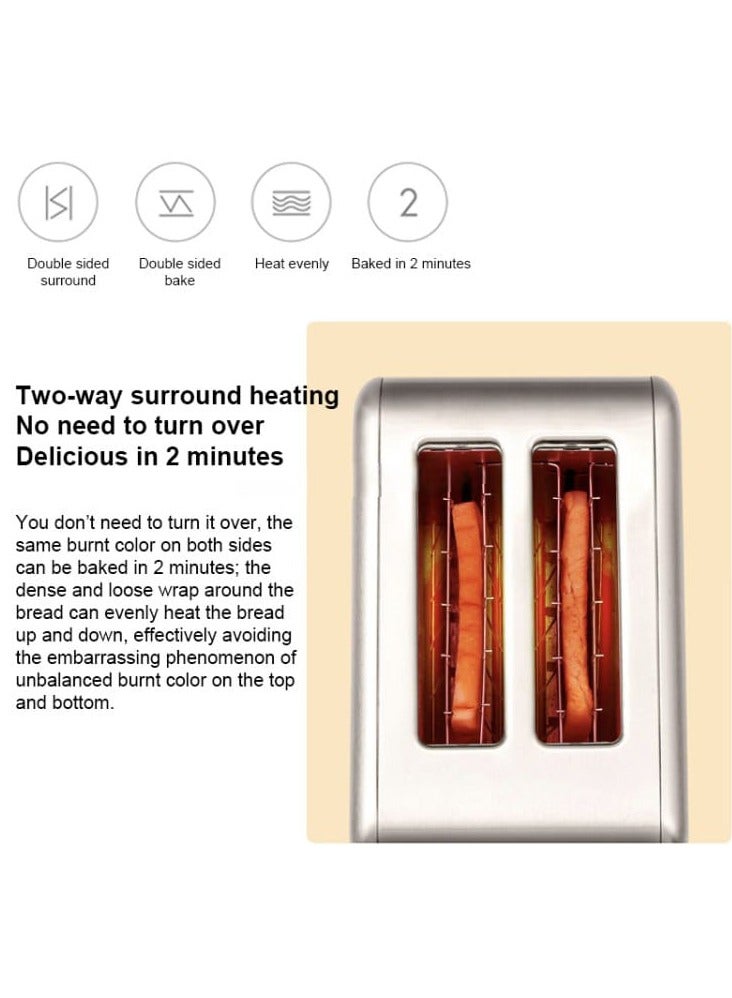 Bread Toaster 2 Slices with Adjustable Temperature | Stainless Steel Toaster with Cancel, Reheat & Defrost Functions | Bread, Sandwich, Snack, Grill, Warmer - Image 3