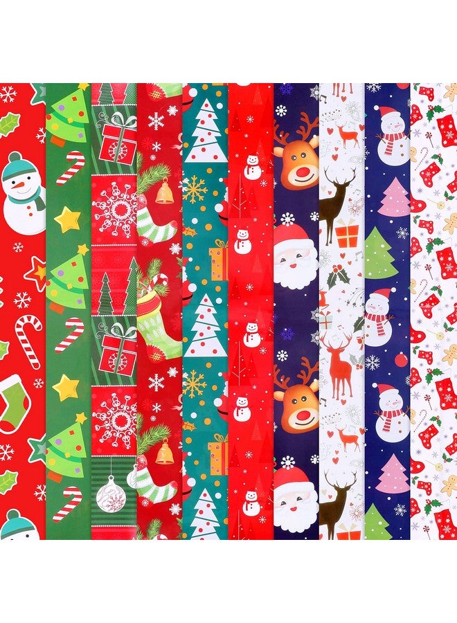 Konsait Christmas Gift Wrapping Paper, 10 Sheets Folded Snowman Santa Claus Christmas Tree Assorted White Red Green Funny Wrap Paper For Xmas Present Birthday Party Favors Decoration Supplies - Image 1