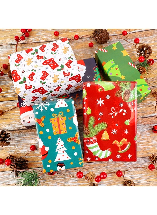 Konsait Christmas Gift Wrapping Paper, 10 Sheets Folded Snowman Santa Claus Christmas Tree Assorted White Red Green Funny Wrap Paper For Xmas Present Birthday Party Favors Decoration Supplies - Image 5