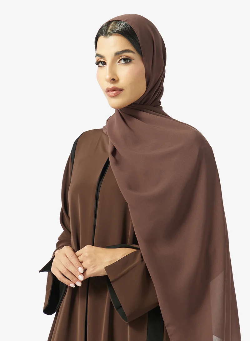 hayas closet  Zip Detailed Open Front V Neck Abaya for Women | Best Price UAE
