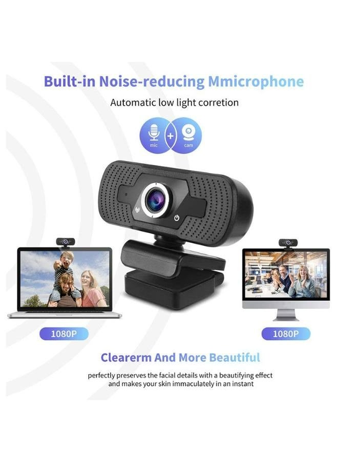 1080P Webcam with Microphone, 30 FPS Full HD Web Camera, 2 Mics Streaming Webcam, 360°Rotation Angle 110°View USB Camera for Calls/Conference/Laptop/Computer - Image 3