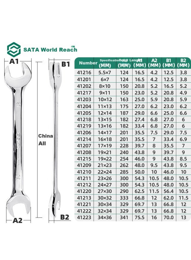 Sata 41220, Fully Polished Double Open-end Wrench, 27x30mm - Image 2