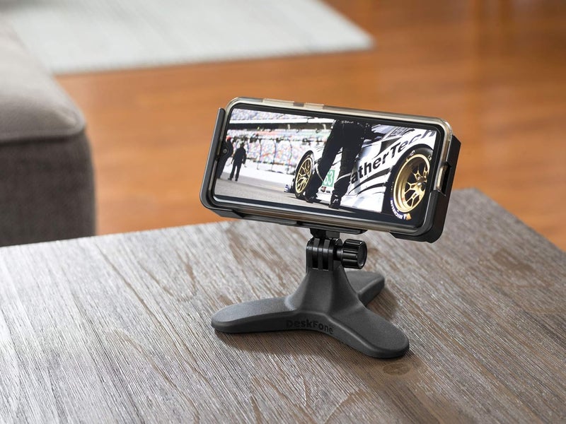 WeatherTech DeskFone Two View Universal Phone Holder for Flat Surfaces, Office, Kitchen, Nightstand - Red Metal Knobs - Image 3