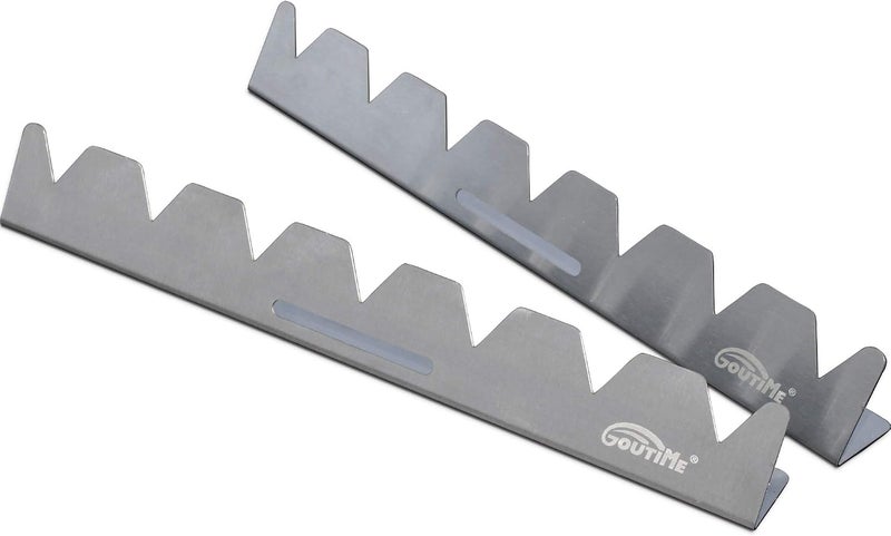 GOUTIME Stainless Steel Shish Kabob Skewer Rack with Storage Bag, Universal Barbecue BBQ Skewers Holder for Grill - Image 1