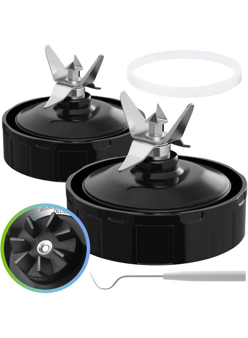 (Pack of 2) Blender Replacement Parts 7 Fins Extractor Blade Assembly with Rubber Gasket Compatible with Nurti Ninja Blenders Auto iQ BL480 BL482 BL642 BL682 NN102 - Image 1