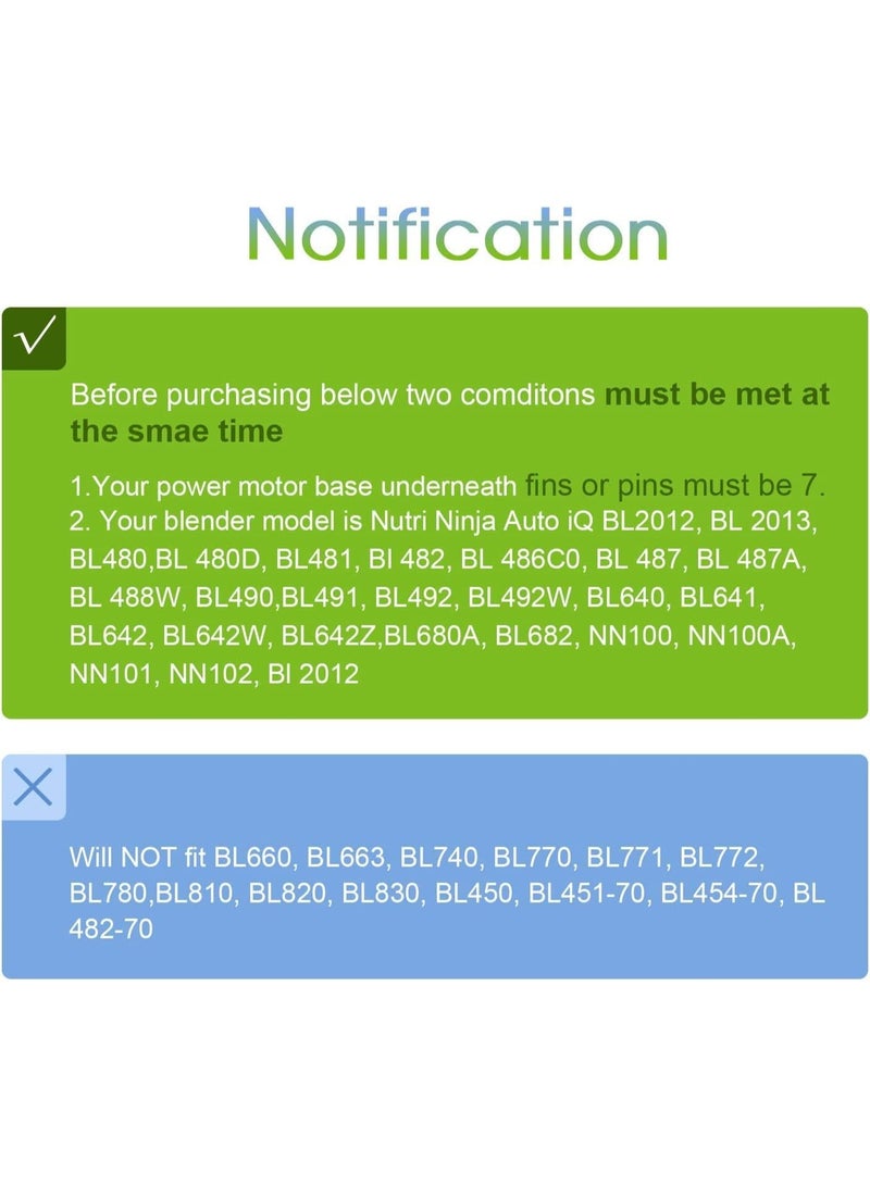 (Pack of 2) Blender Replacement Parts 7 Fins Extractor Blade Assembly with Rubber Gasket Compatible with Nurti Ninja Blenders Auto iQ BL480 BL482 BL642 BL682 NN102 - Image 5