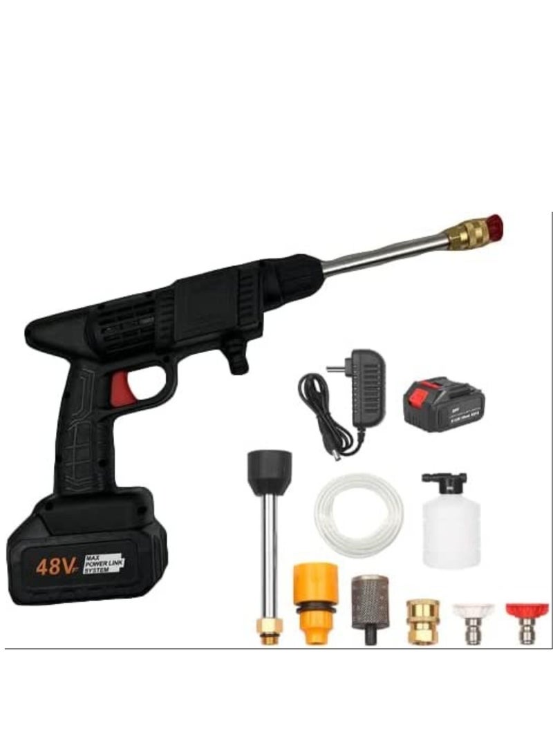 48V Cordless Portable Washer Electric High Pressure Cleaner Machine 200W 30Bar Lithium Handheld Car Cleaning Device With Foam Generator Nozzle Water Pump  - Image 1