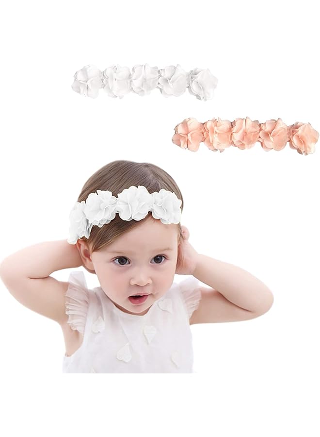 KASTWAVE Flower Crown Baby Headbands 2 Pcs Newborn Floral Birthday Headbands For 4 24 Months - Image 1