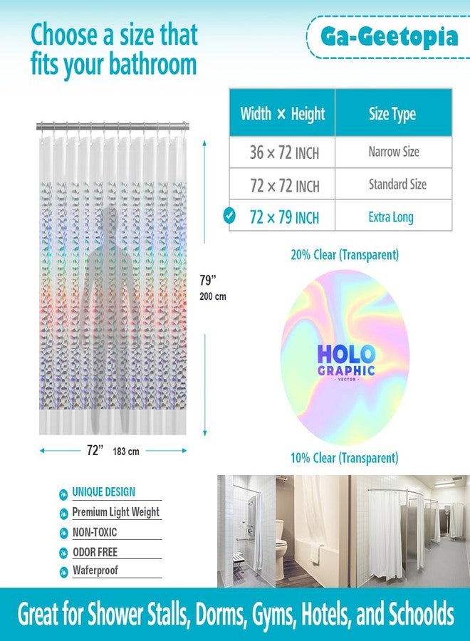 Ga-Geetopia Holographic Extra Long 3D EVA Shower Curtain Liner Water Cube, 72x80 Premium Light Weight Clear Plastic Bathroom Shower Curtain with Rustproof Metal Grommets - Image 2
