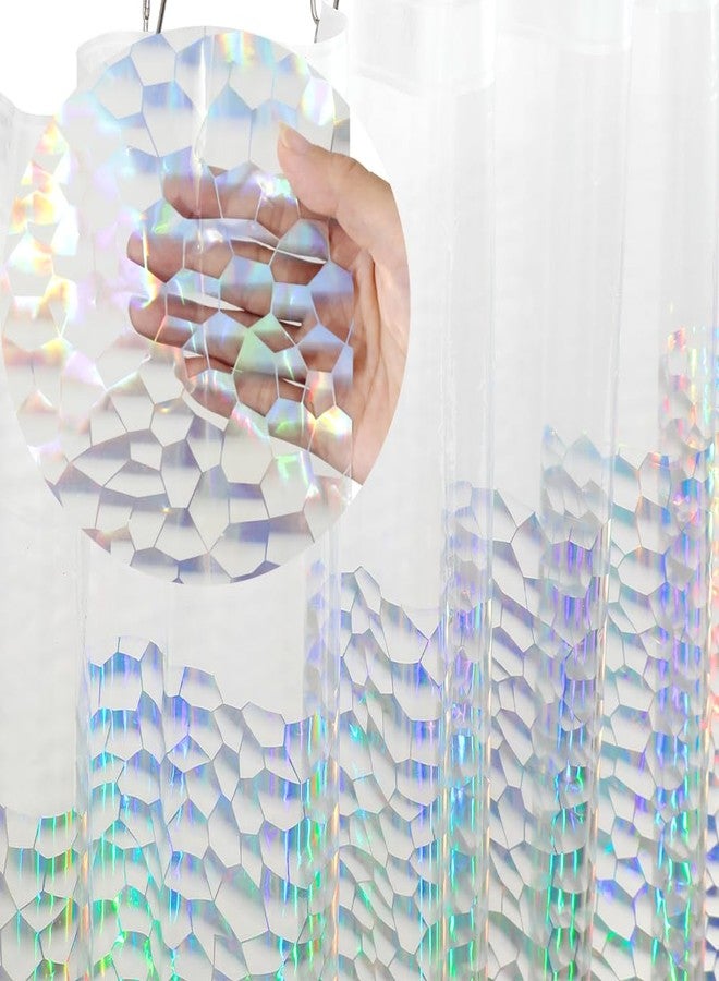 Ga-Geetopia Holographic Extra Long 3D EVA Shower Curtain Liner Water Cube, 72x80 Premium Light Weight Clear Plastic Bathroom Shower Curtain with Rustproof Metal Grommets - Image 1