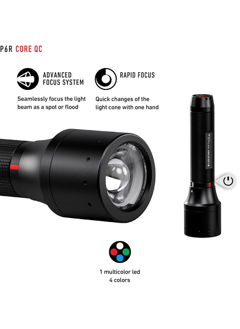 LEDLENSER Ledlenser P6R Core QC 4 Color Focusing Flashlight Advanced Focus System Rapid Focus Multicolor Strobe MicroUSB Rechargeable Port  - Image 3